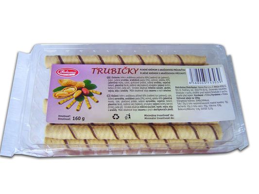 Trubičky 160g,  plněné krémem s arašídovou příchutí