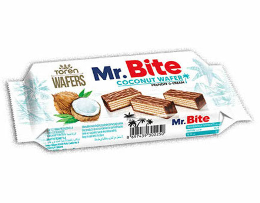 Mr. Bite 38g oplatky plněné krémem s kokosovou příchutí máčené v kakaové polevě