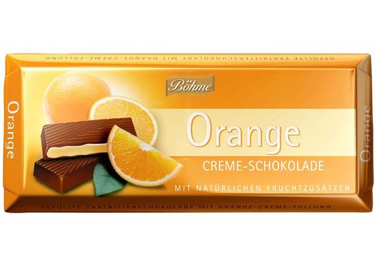 Böhme chocolate orange 100g hořká čokoláda plněná pomerančovou krémovou náplní