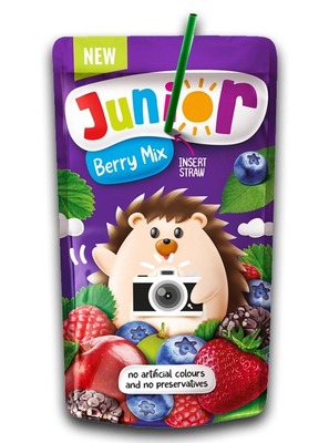 JUNIOR BERRY 200ml ovocný nápoj s příchutí lesního ovoce vyrobený z míchaných ovocných koncentrátů