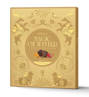 Magic of winter 200g, hořká čokoláda s malinami a medem