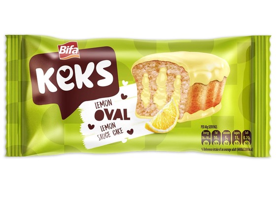 Keks Oval 45g jemné pečivo s citronovou náplní polomáčené v bílé polevě