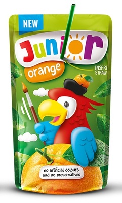 JUNIOR ORANGE 200ml ovocný nápoj vyrobený z koncentrovaného pomerančového džusu