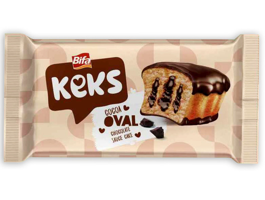 KEKS OVAL 40g jemné pečivo s kakaovou náplní, polomáčené v kakaové polevě 