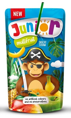 JUNIOR MULTIFRUIT 200ml ovocný multivitamínový nápoj vyrobený z ovocných koncentrátov a pyré