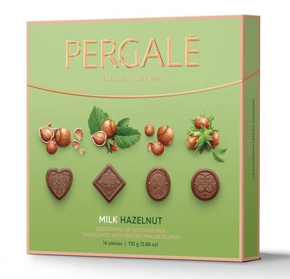 PERGALE MILK HAZELNUT 110g pralinky z mléčné čokolády s lískooříškovou náplní