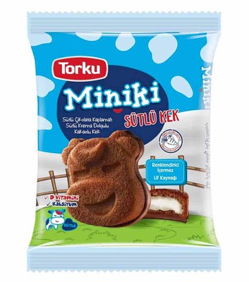 MINIKI CAKE 40g jemné kakaové pečivo s mléčnou náplní polomáčené v mléčné čokoládě