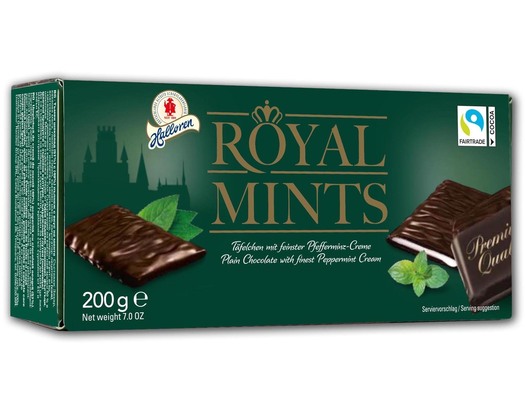 Royal Mints 200g hořká čokoláda plněná krémovou náplní s mátovou příchutí 