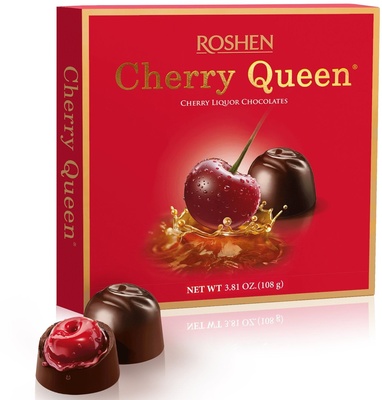 CHERRY QUEEN 108g čokoládové bonbony plněné višněmi v alkoholu