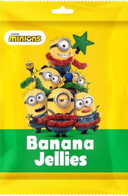 Banana jellies christmas minion 150g želé s banánovou příchutí obalené v cukru