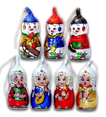 Sněhulák+anděl 15g z mléčné čokolády