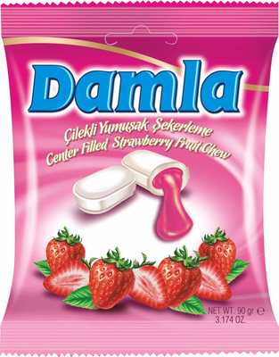 Damla 90g, karamelky s jahodovou náplní