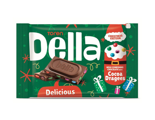 Della christmas 52g kakaová pochoutka s barevným kakaovým dražé